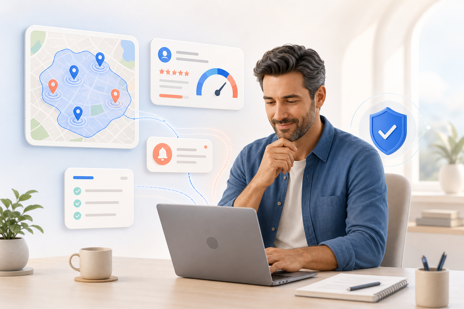 A local business owner reviews nearby opportunities, fit signals, alerts, and reply guardrails in LocalLeadSeeker